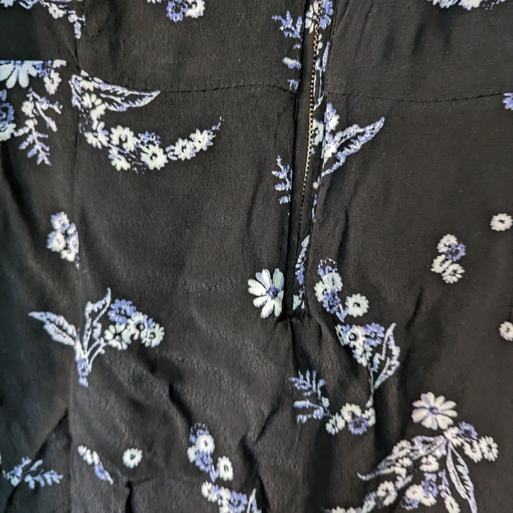 WHO WHAT WEAR Zipper Front Black Floral Print Dress XL - Picture 3 of 9
